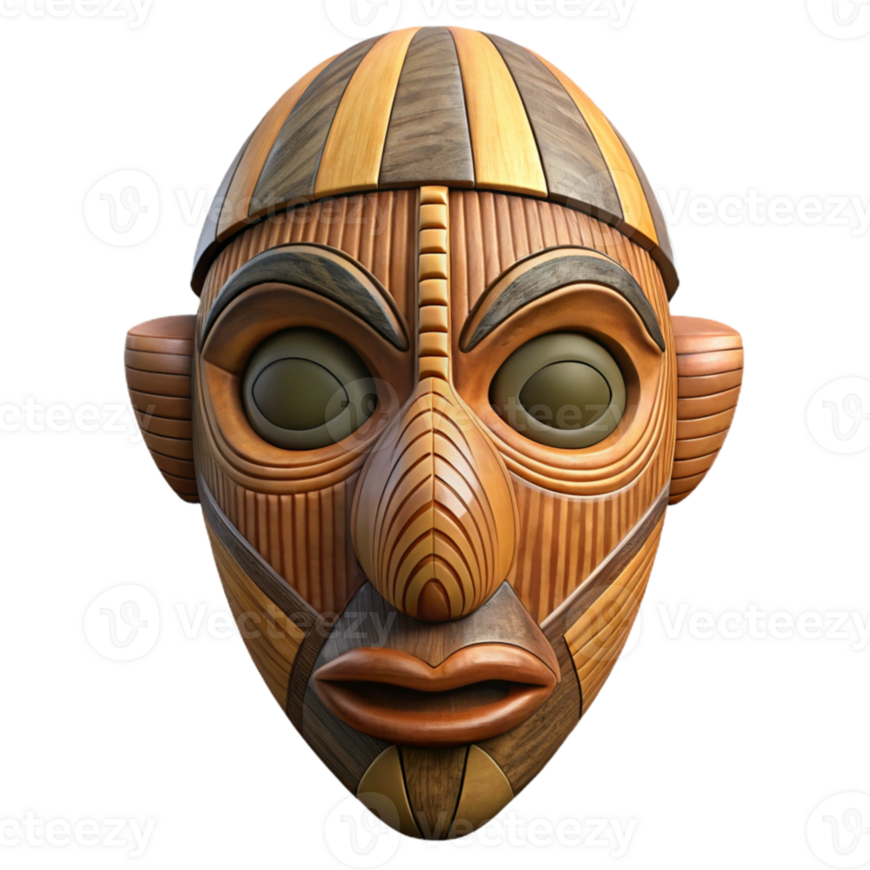 elegant artistic Traditional African Mask Carved Wood Texture Cutout exclusive png
