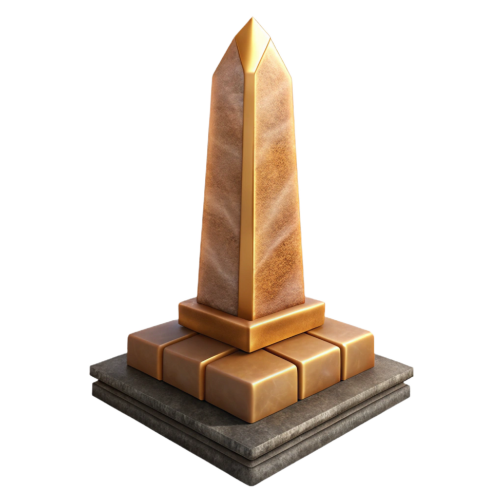beautiful rustic Egyptian Obelisk Stone Texture Front View Transparent Background exclusive png