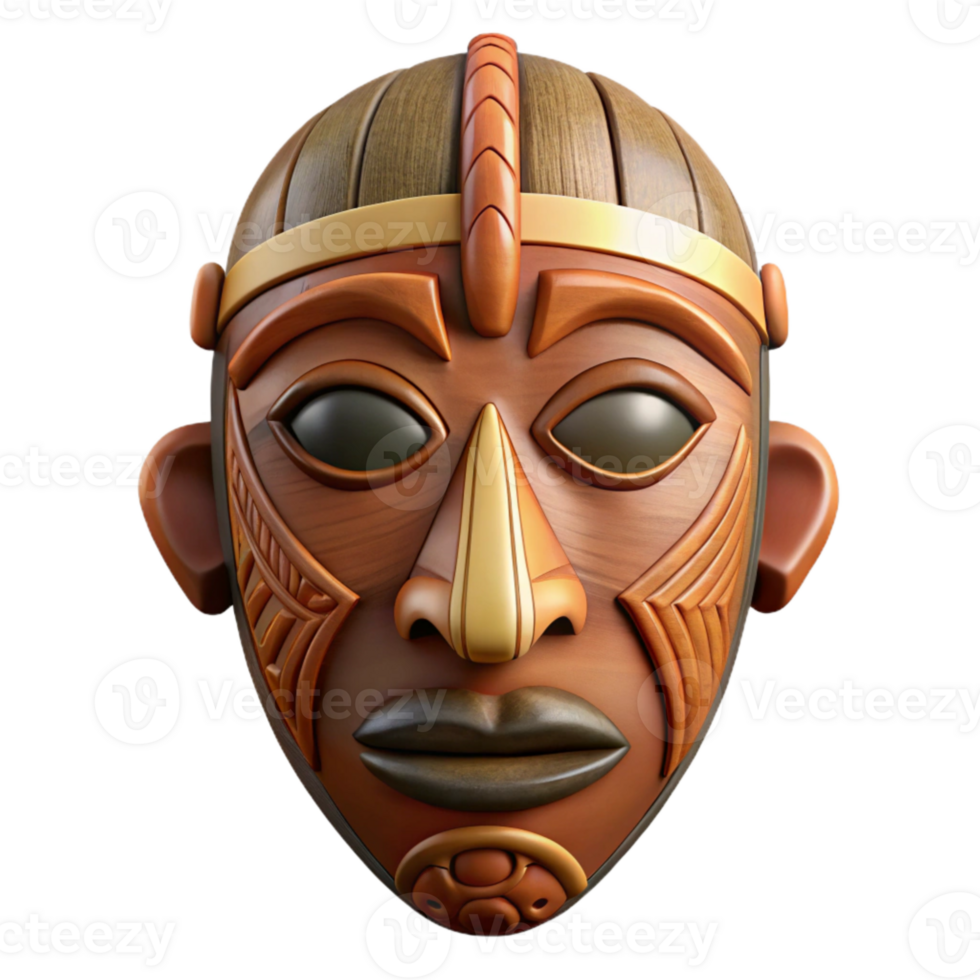vibrant abstract Traditional African Mask Carved Wood Texture Cutout original png