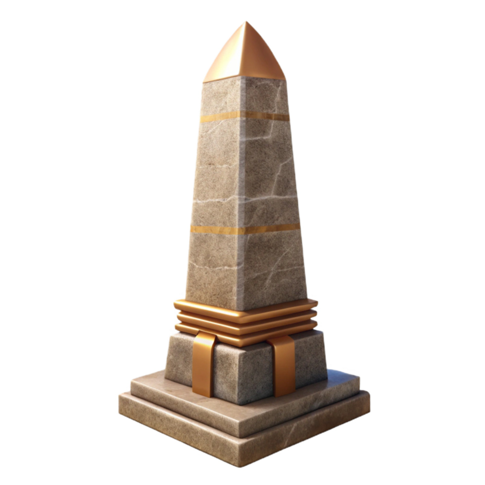 magnificent contemporary Egyptian Obelisk Stone Texture Front View Transparent Background genuine png