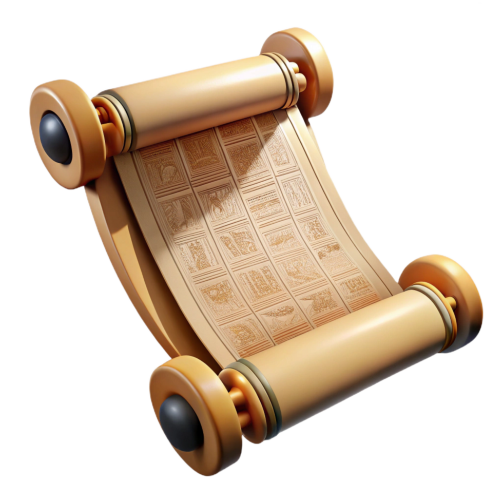 stunning classic Egyptian Papyrus Scroll Hieroglyphic Writing Transparent Bg premium png