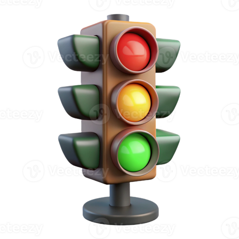 dramatic traditional Traffic Light Front View Transparent Background high resolution png