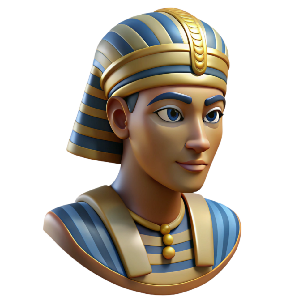 stunning contemporary Egyptian Pharaoh Bust Side Profile Transparent Background high quality png