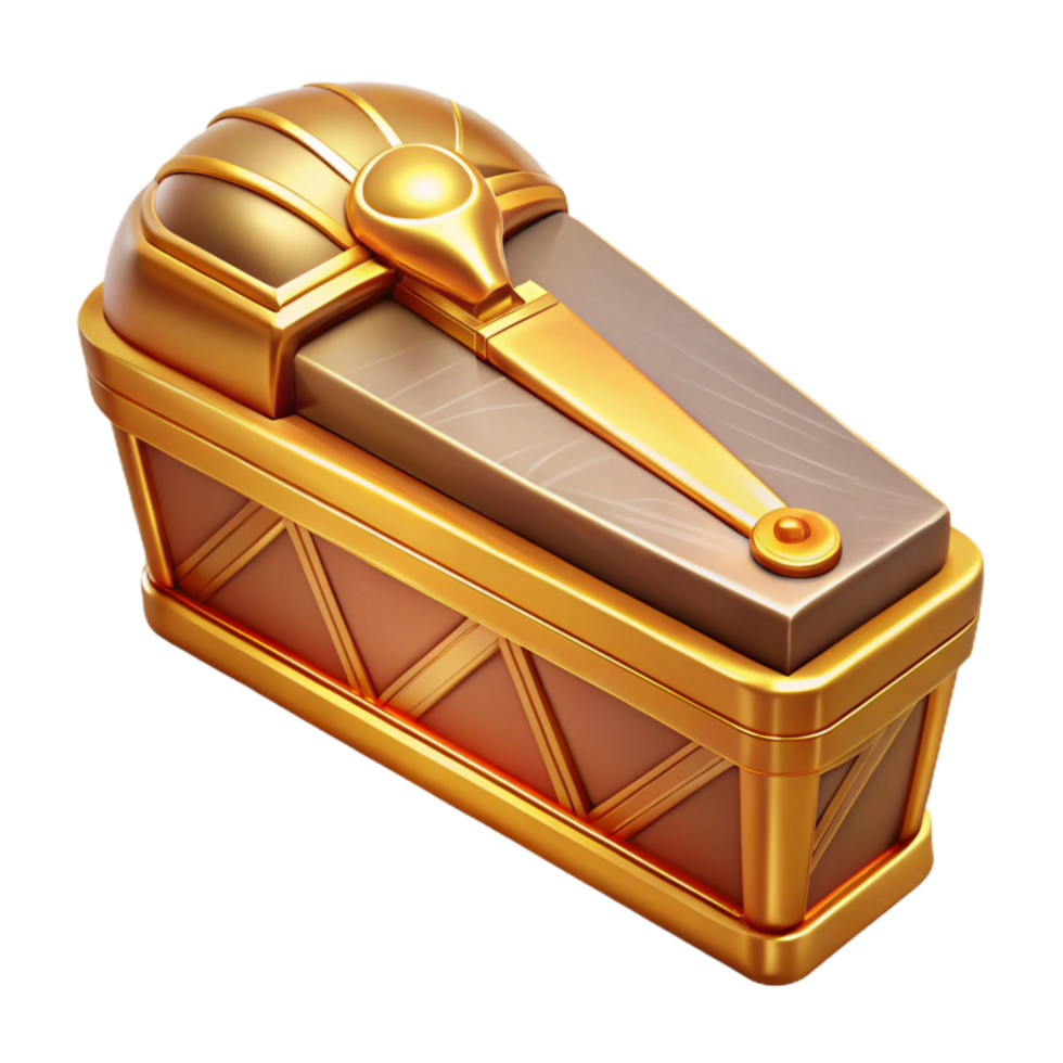 elegant abstract Egyptian Sarcophagus Golden Detail Transparent Background genuine png