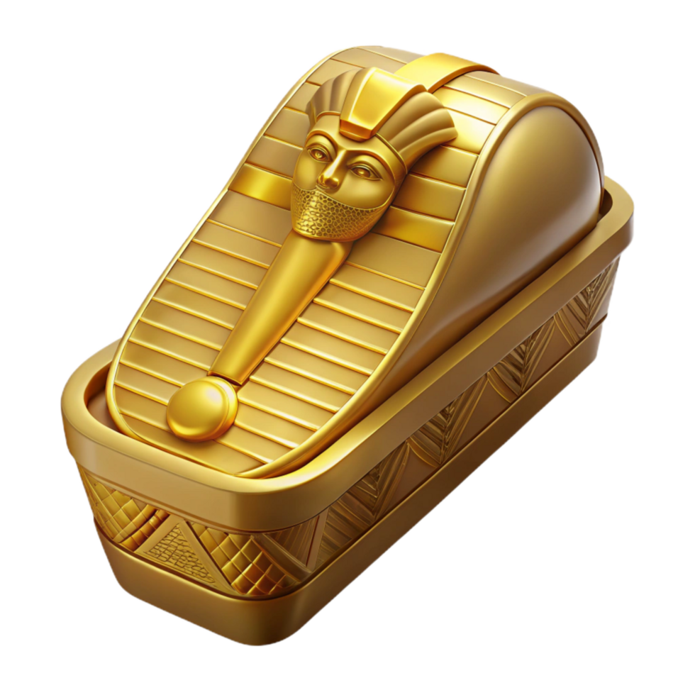 stunning artistic Egyptian Sarcophagus Golden Detail Transparent Background high quality png