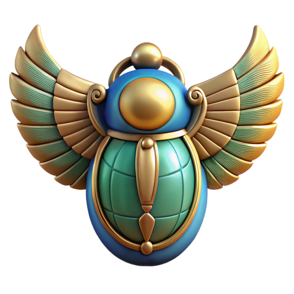 serene minimalist Egyptian Scarab Amulet Winged Design Isolated high quality png
