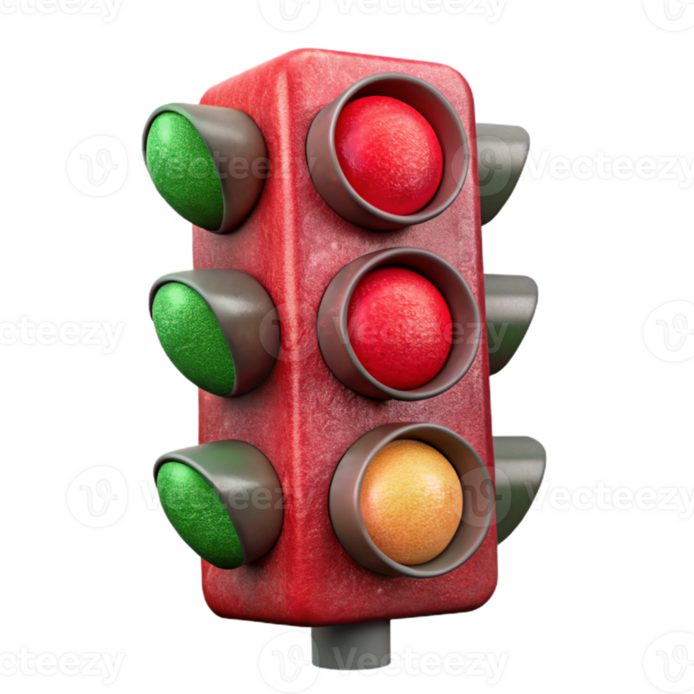 elegant rustic Traffic Light Red Isolated detailed png