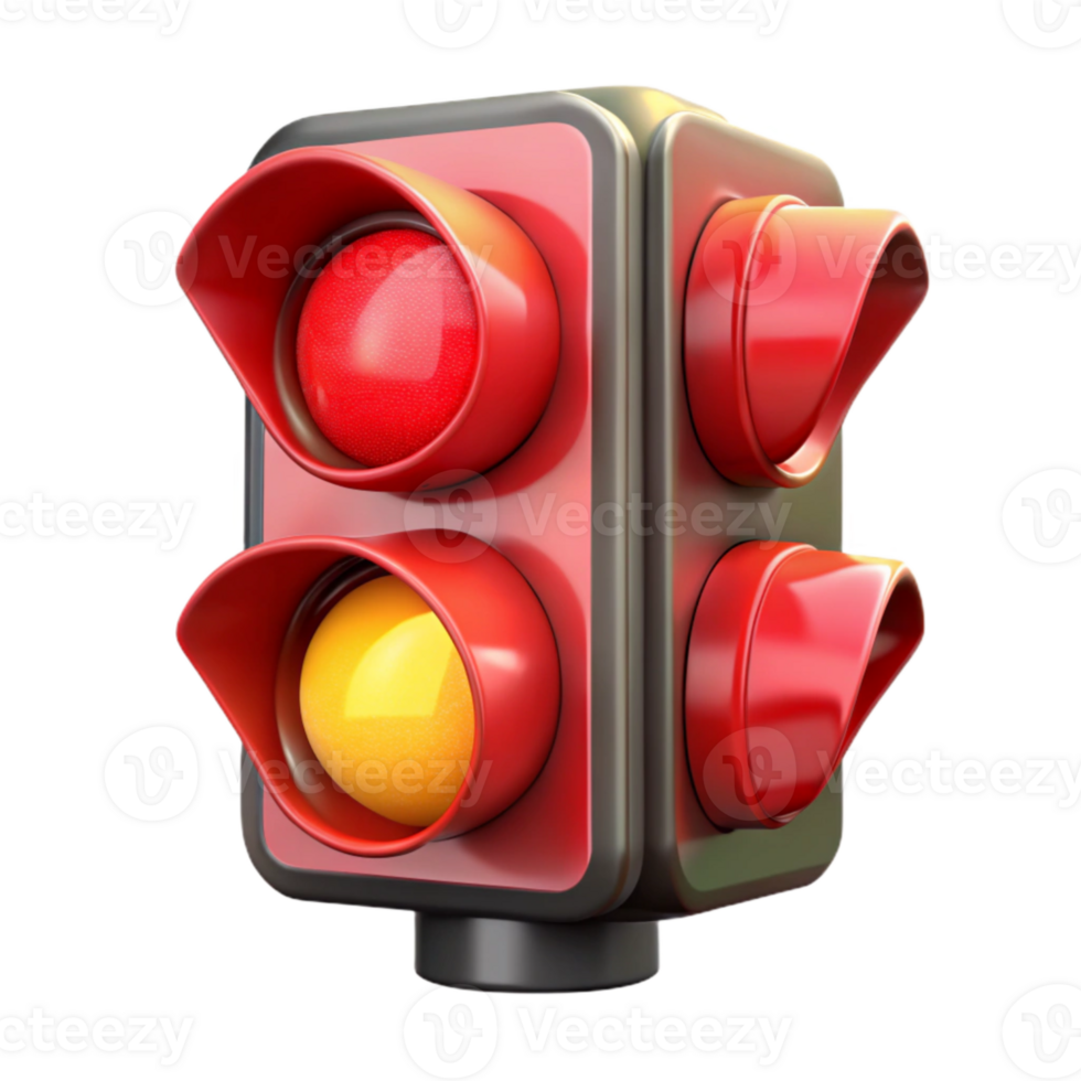 vibrant traditional Traffic Light Red Signal Transparent Background detailed png