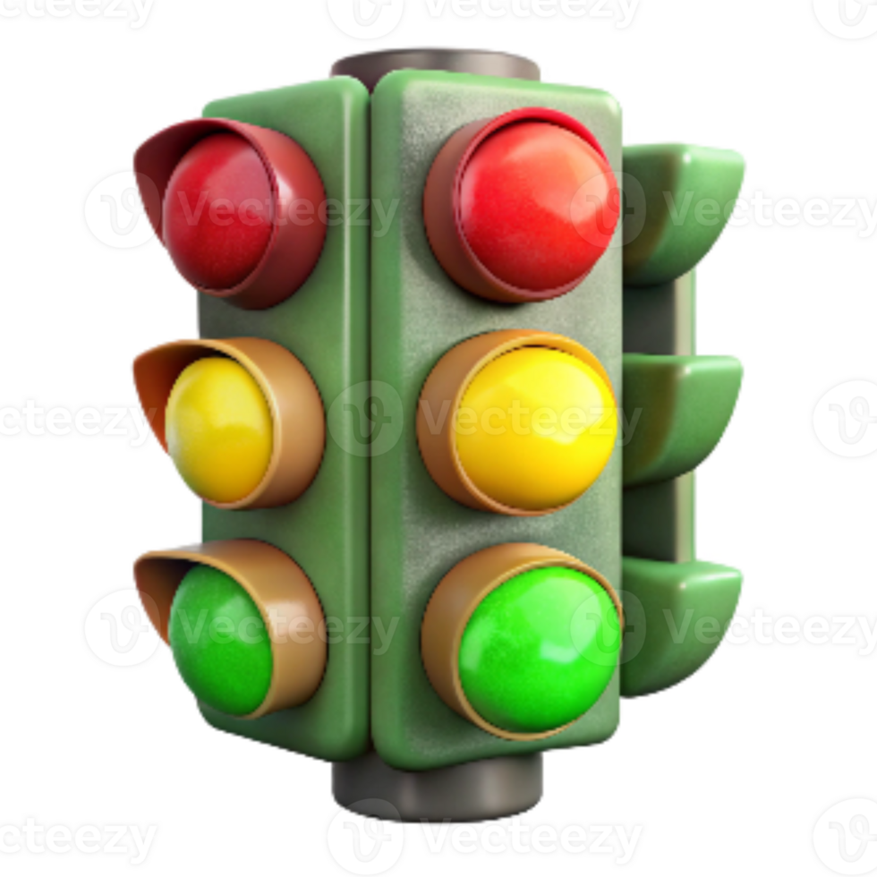 vibrant traditional Traffic Lights Red Green Yellow Isolated detailed png