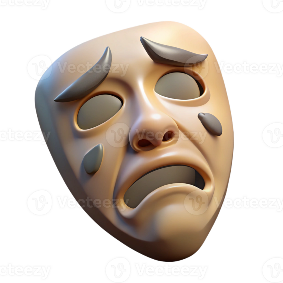 dramatic minimalist Tragedy Mask Sad Expression Isolated original png