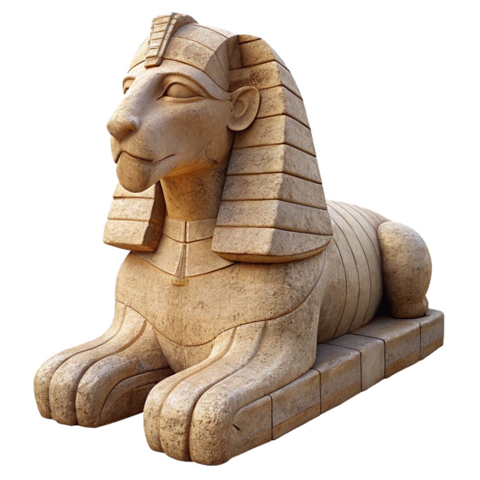 elegant traditional Egyptian Sphinx Stone Texture Side View Transparent Background professional png