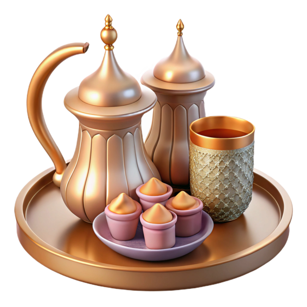 impressive abstract Eid Al Fitr Dates and Tea Set Transparent high quality png