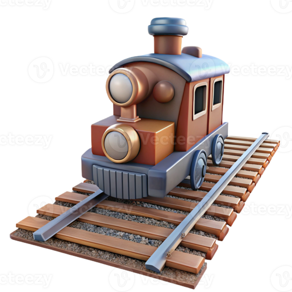 serene contemporary Train on Railroad Tracks Transparent Background detailed png