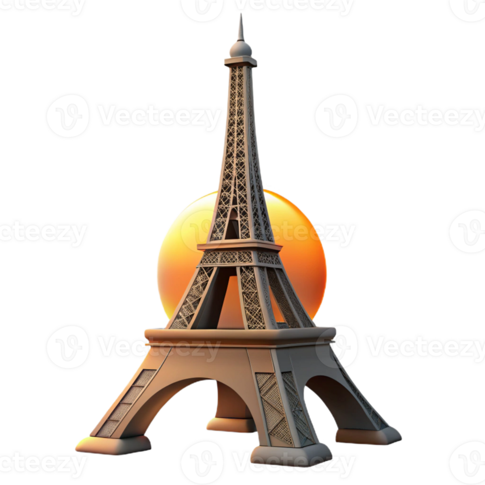 vibrant minimalist Eiffel Tower Silhouette at Sunset Cutout png
