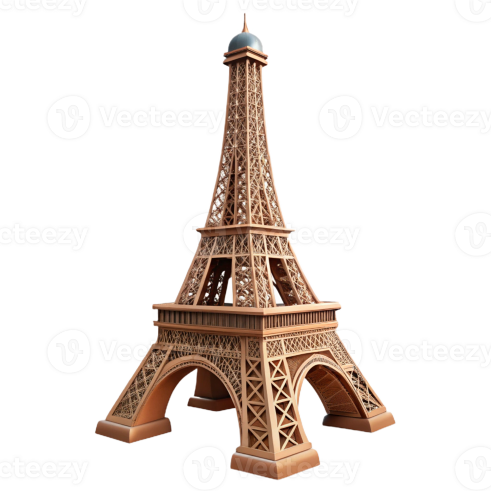 elegant rustic Eiffel Tower Side View Isolated Element authentic png
