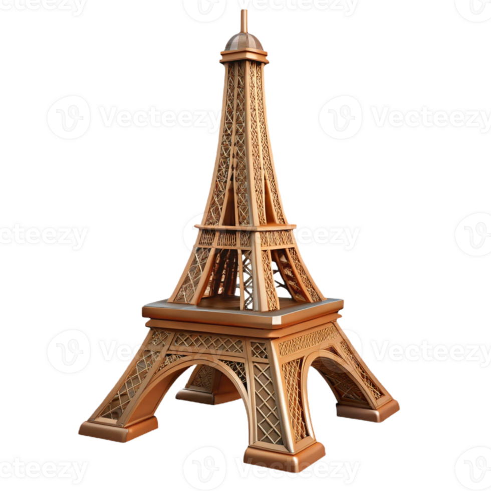 magnificent vintage Eiffel Tower Side View Isolated Element high quality png