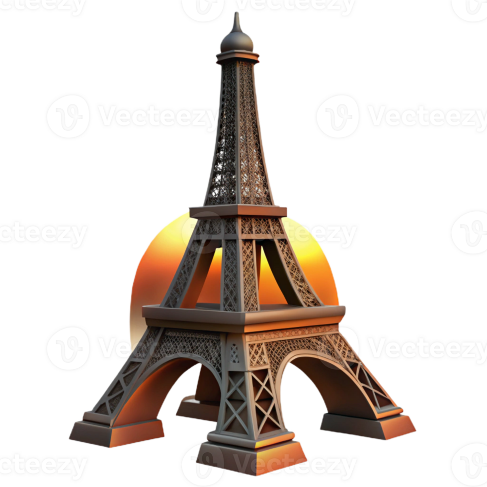 impressive abstract Eiffel Tower Silhouette at Sunset Cutout professional png