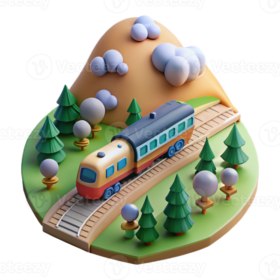 stunning minimalist Train Traveling Through Countryside Scenic Route Cutout high quality png