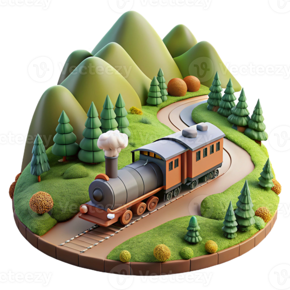 serene vintage Train Traveling Through Countryside Scenic Route Cutout genuine png