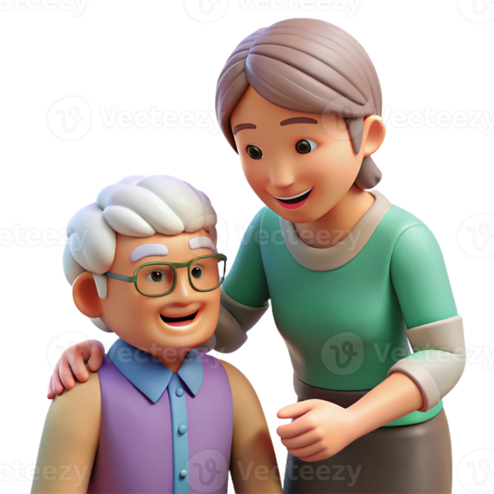 beautiful traditional Elderly Caregiver Assisting Senior Transparent Background high quality png