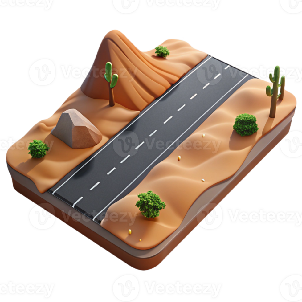 elegant minimalist Transparent Background Desert Road Aerial View png