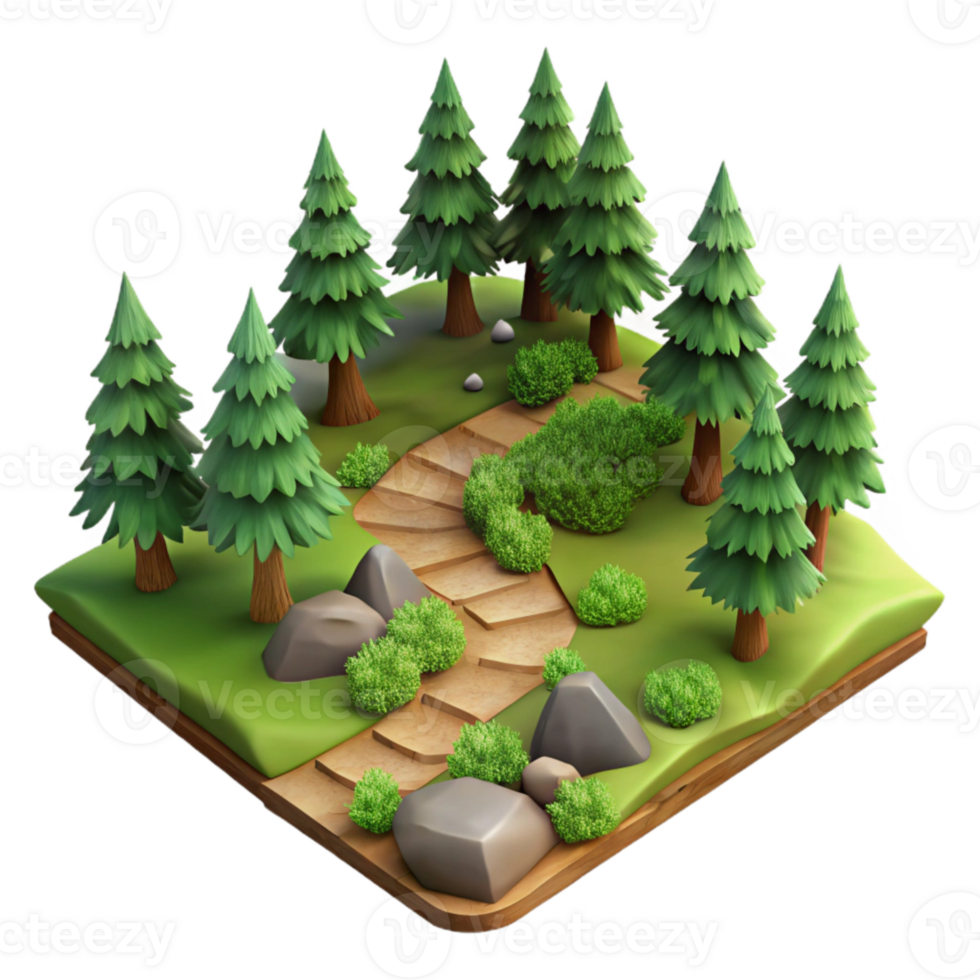 impressive abstract Transparent Background Forest Path Aerial View Isolated original png