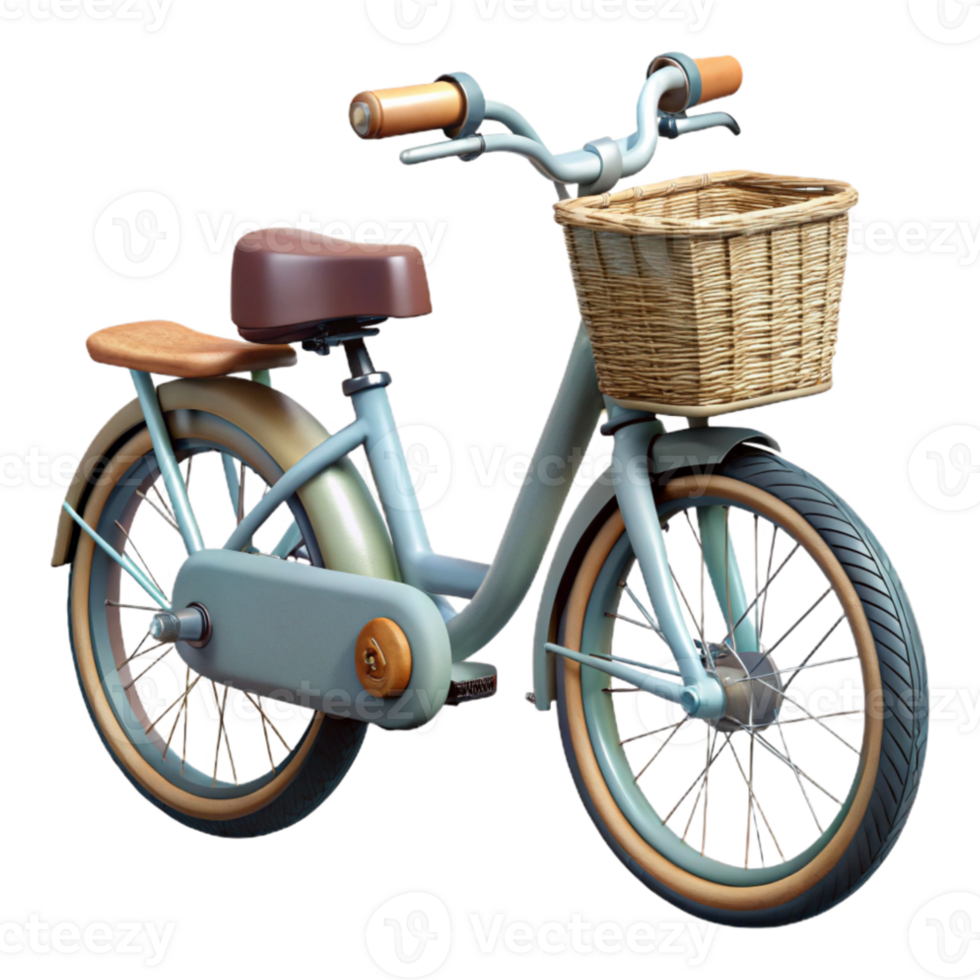 elegant creative Electric Bike with Basket Transparent Background high quality png