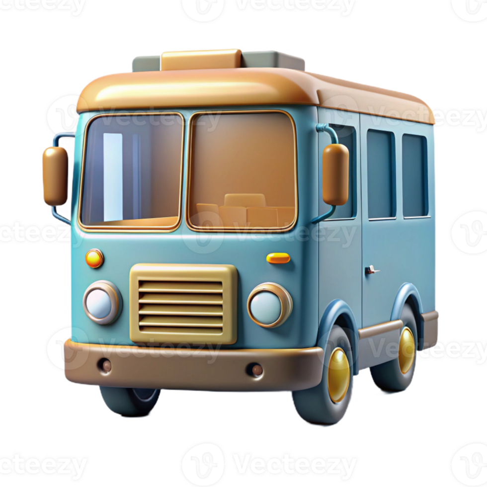 serene rustic Electric Bus Front View Isolated Transparent Background high resolution png