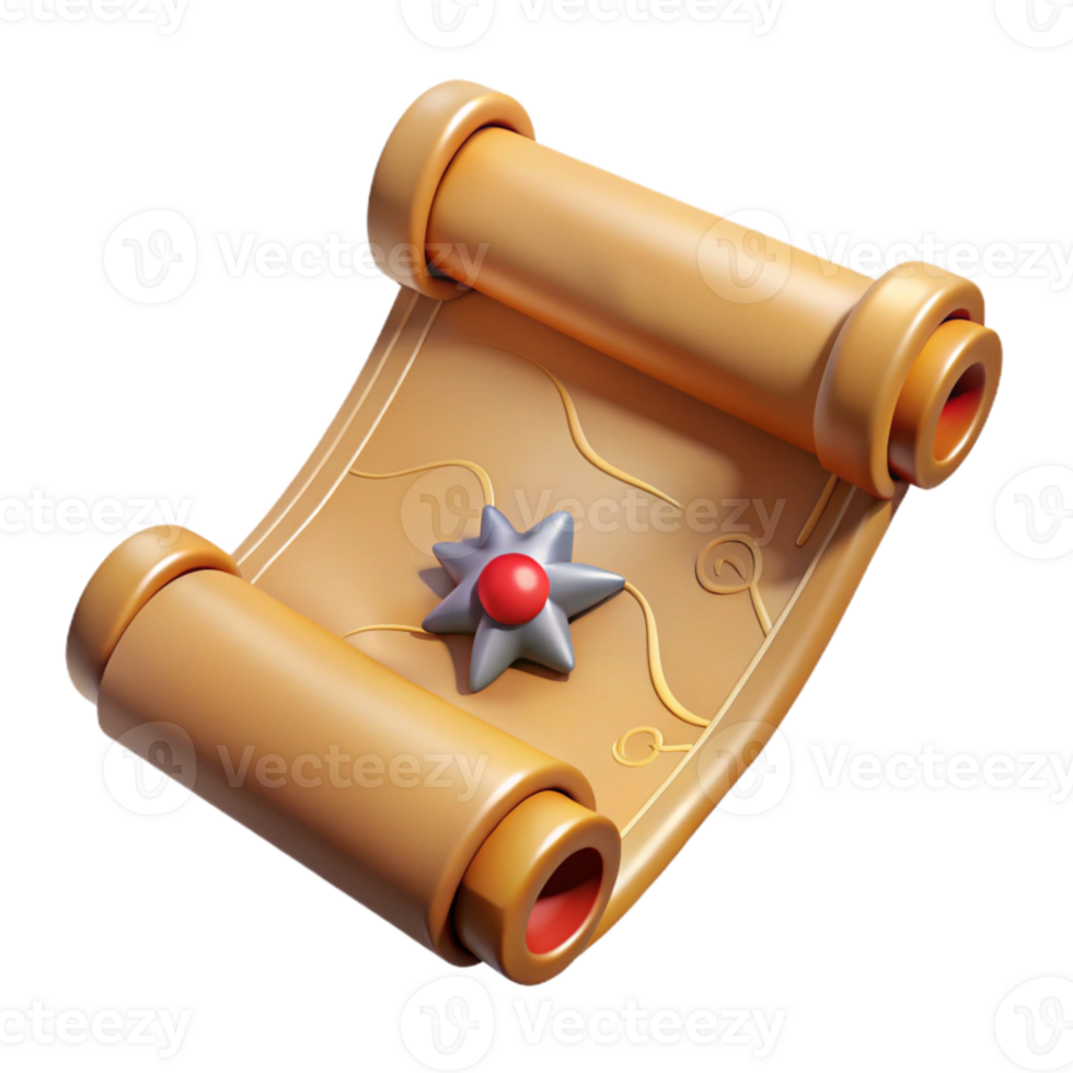 wonderful artistic Treasure Map Rolled Up Parchment Isolated Element high quality png