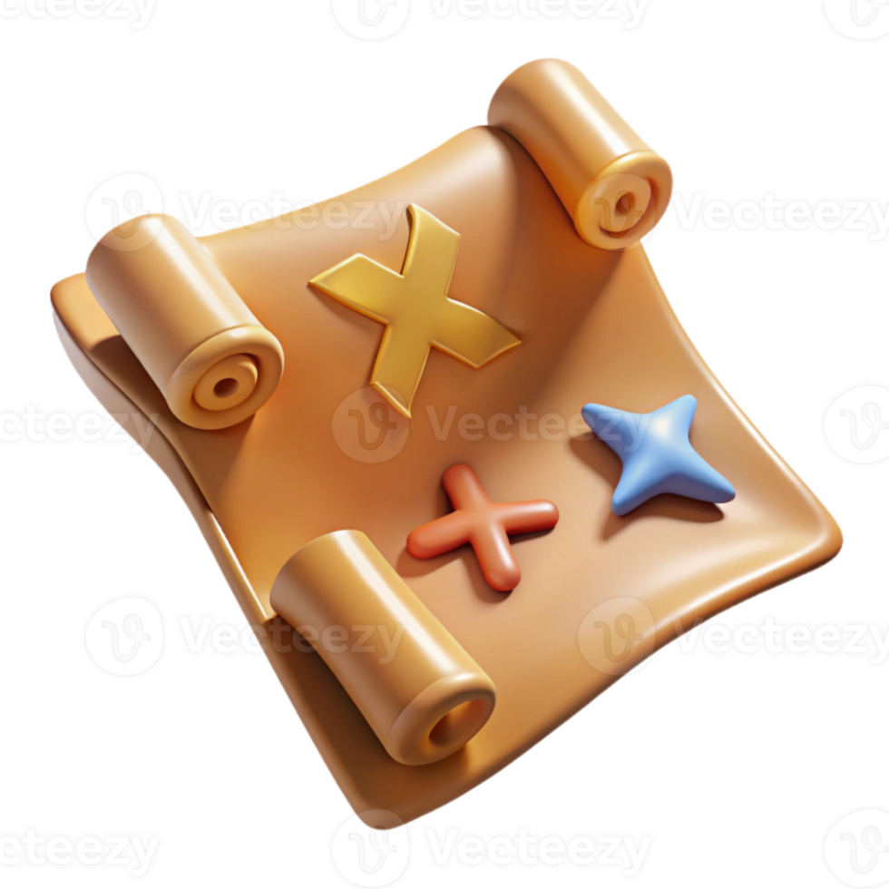 impressive vintage Treasure Map with X Marks the Spot Isolated premium png