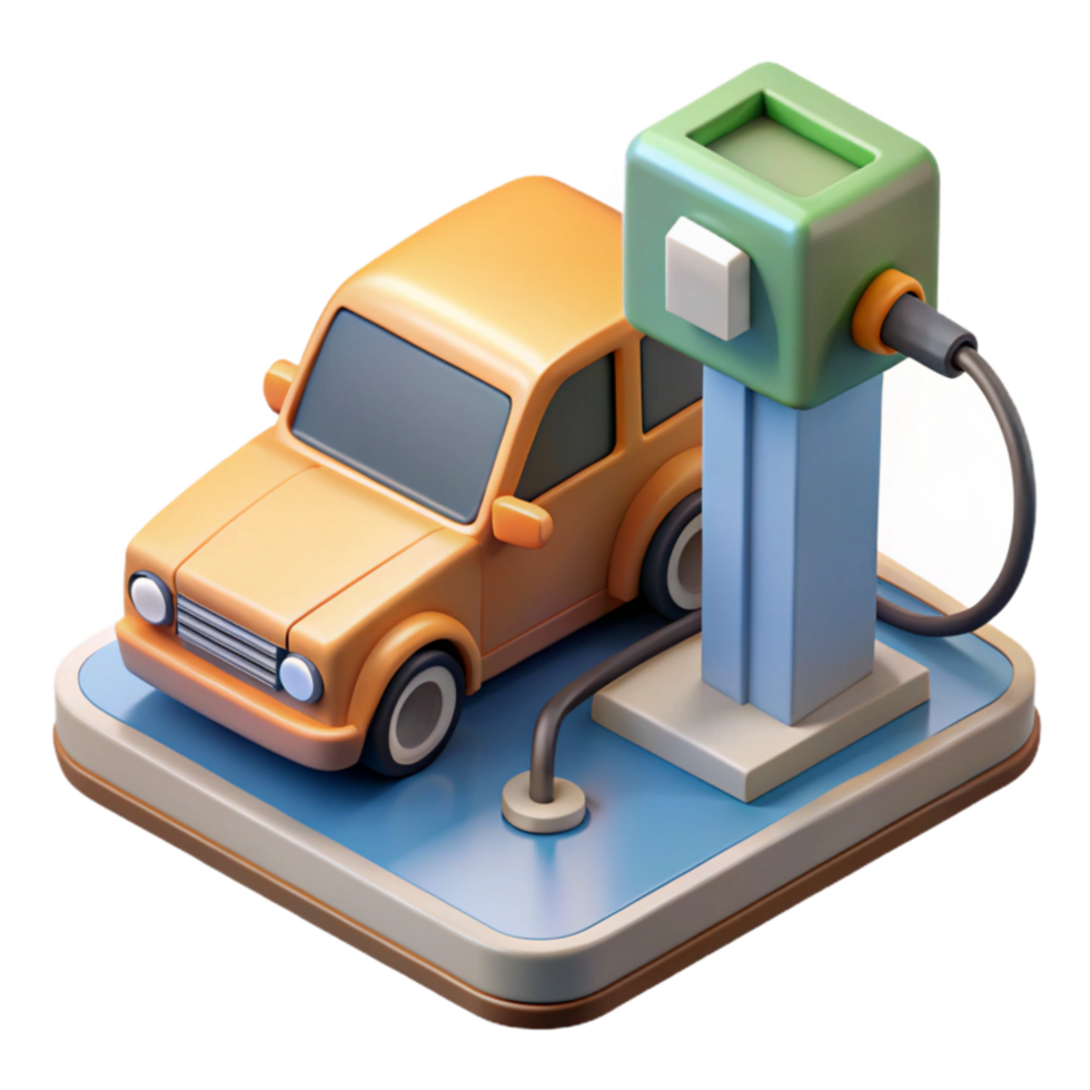 elegant rustic Electric Car Charging Station Icon Cutout Element premium png