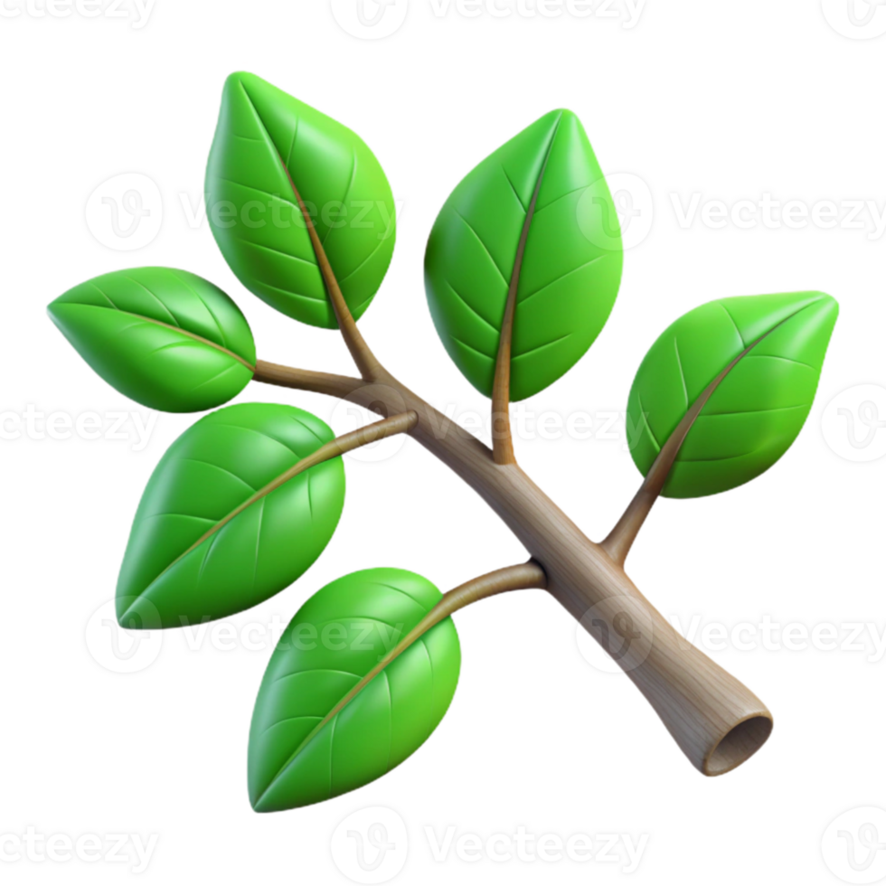 dramatic vintage Tree Branch with Green Leaves Isolated Cutout detailed png