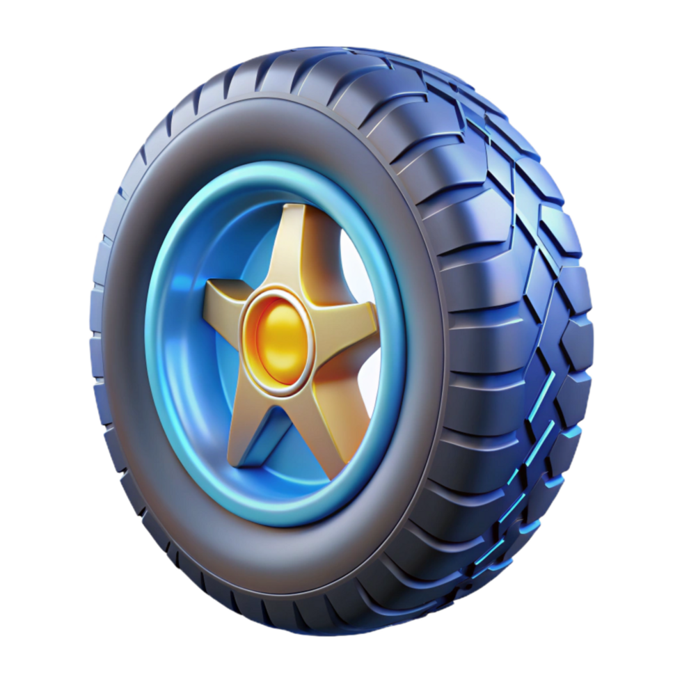 extraordinary vintage Electric Car Tire Closeup Isolated on Transparent Background png