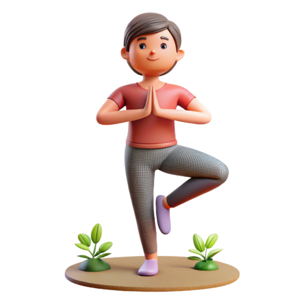 serene creative Tree Pose Balanced Strong Posture Isolated Element original png