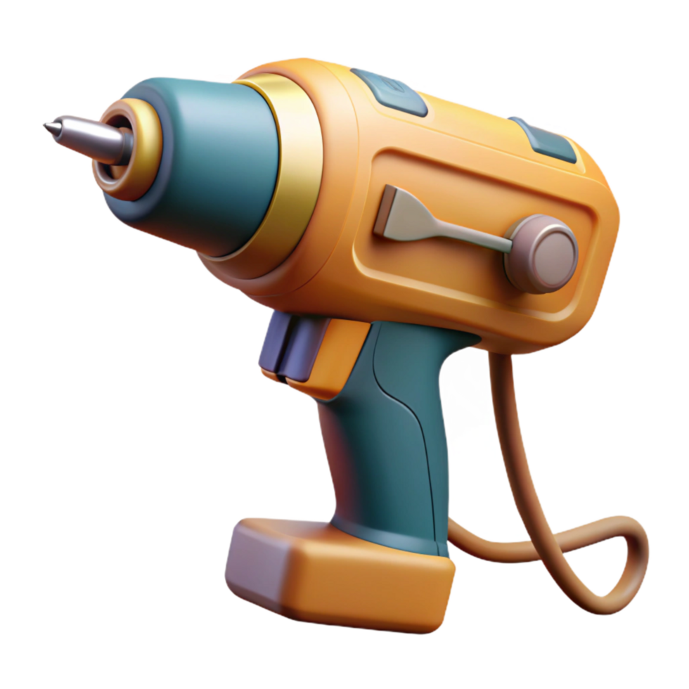 serene artistic Electric Drill Side View Cutout with Cord Isolated professional png