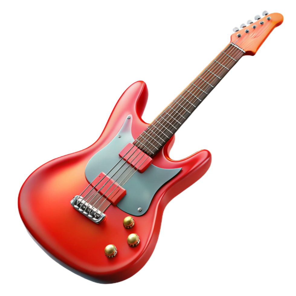Electric Guitar Red Finish Transparent Background Isolated png