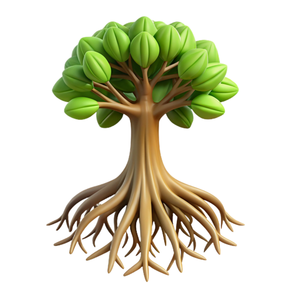 elegant creative Tree with Deep Roots Cutout Transparent Background high resolution png