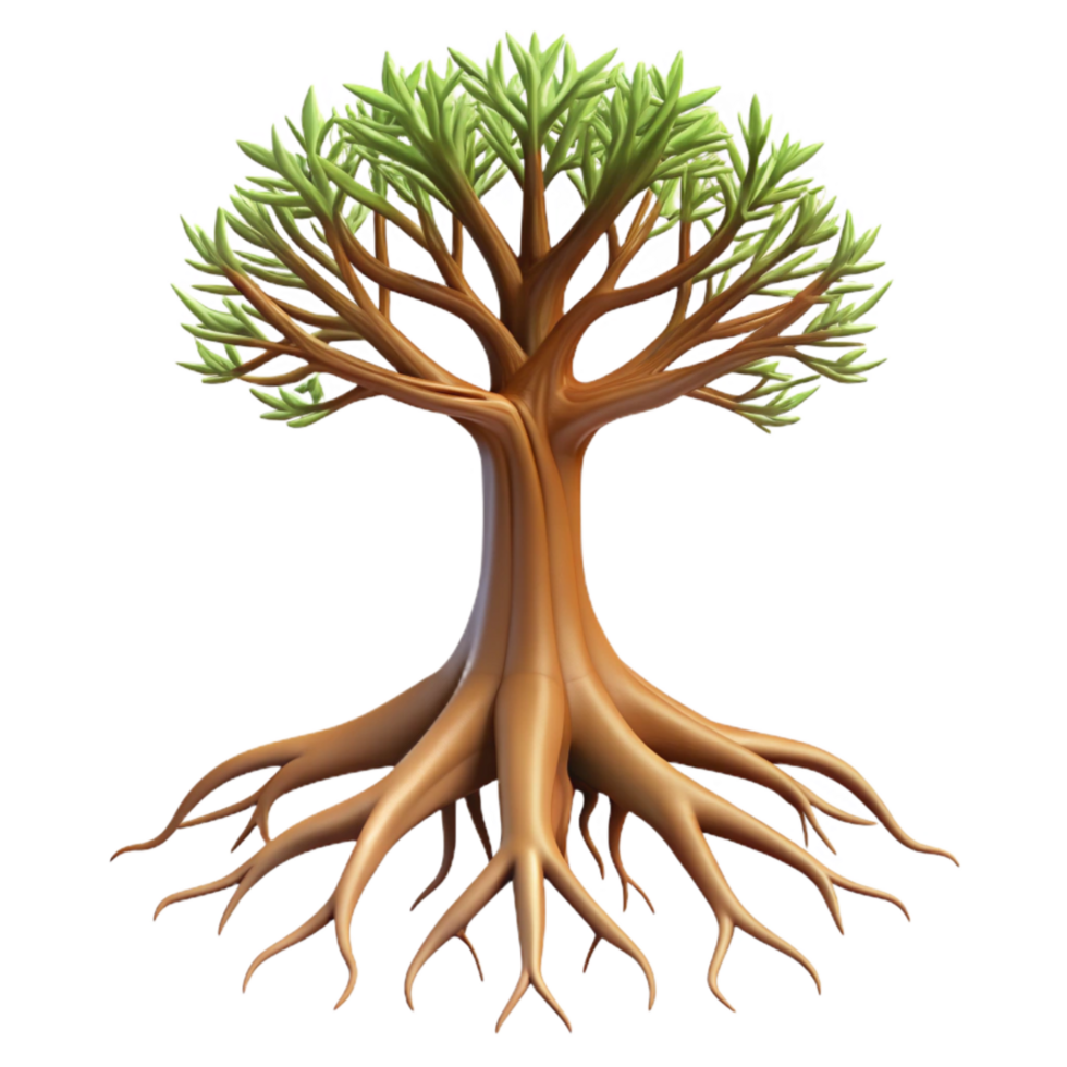 impressive modern Tree with Deep Roots Cutout Transparent Background png