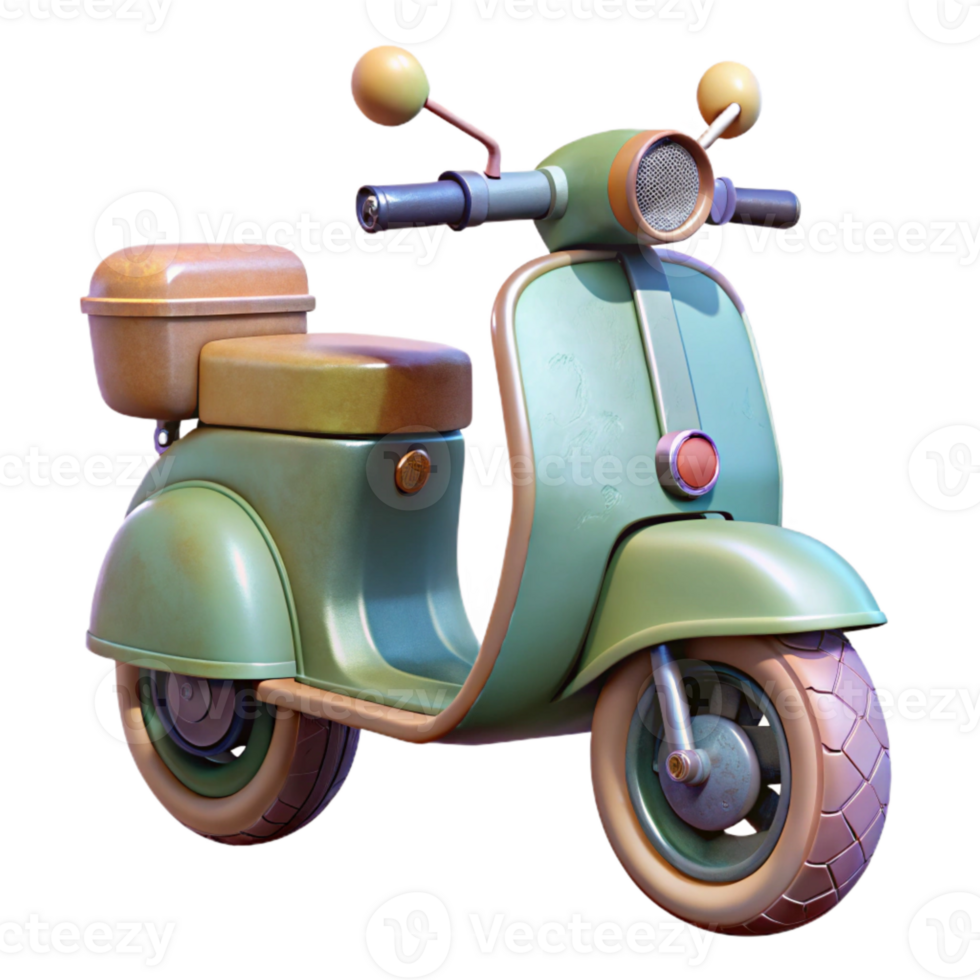 beautiful rustic Electric Scooter Rear View Transparent Background high quality png