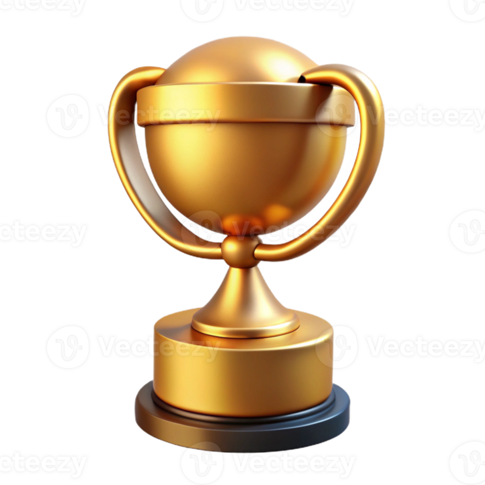 wonderful modern Trophy Award Achievement Gold Finish Transparent Background detailed png
