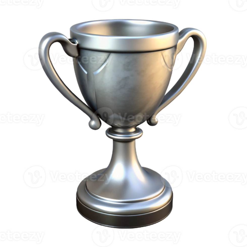 vibrant minimalist Trophy Silver Engraved Transparent Background Isolated original png