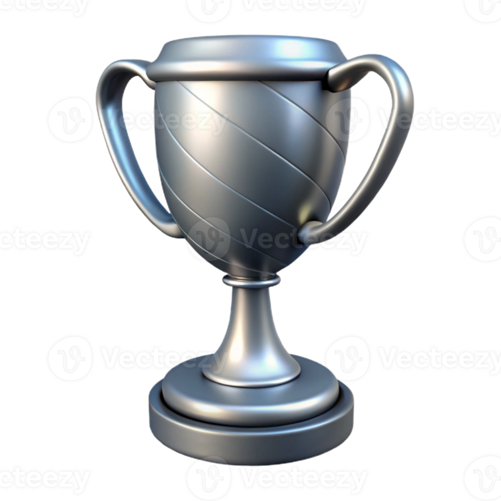 serene modern Trophy Silver Engraved Transparent Background Isolated high quality png
