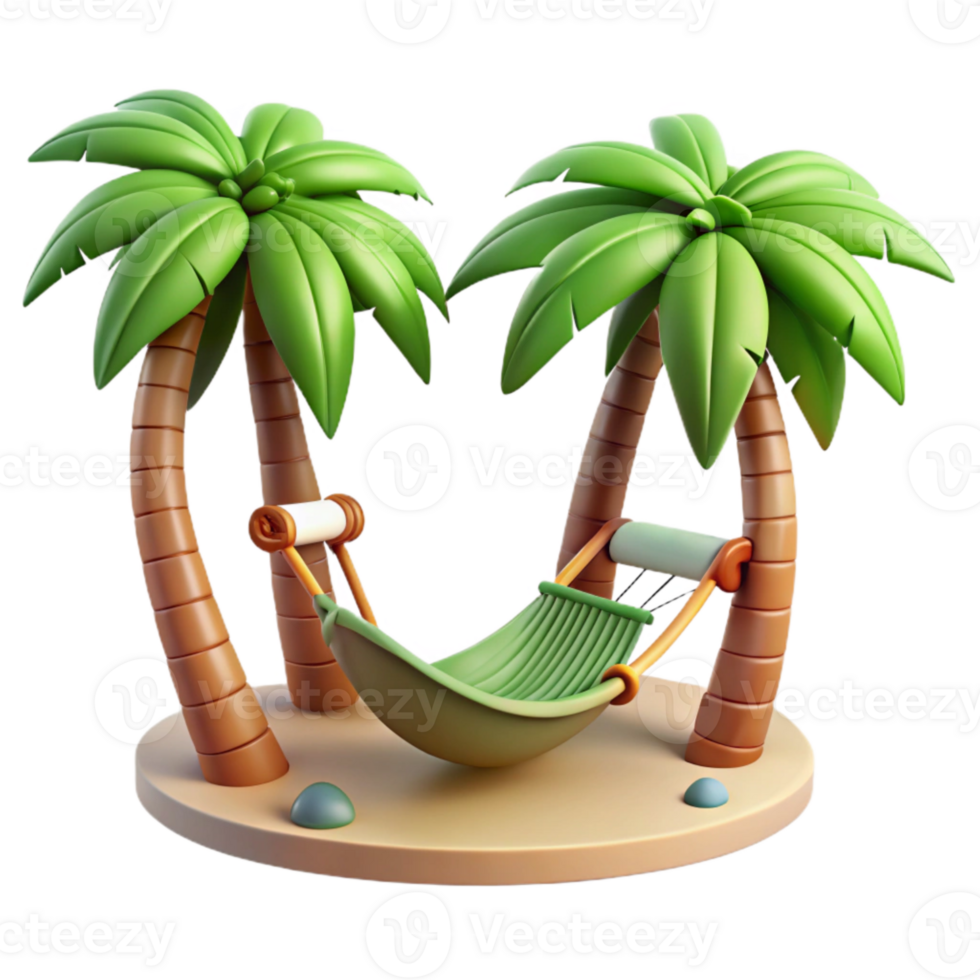 elegant contemporary Tropical Beach Hammock with Palm Trees Cutout exclusive png