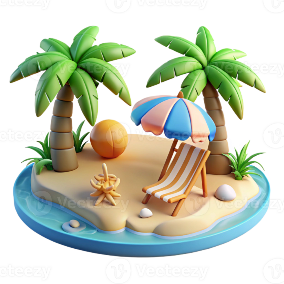 elegant rustic Tropical Beach Scene Cutout Isolated authentic png