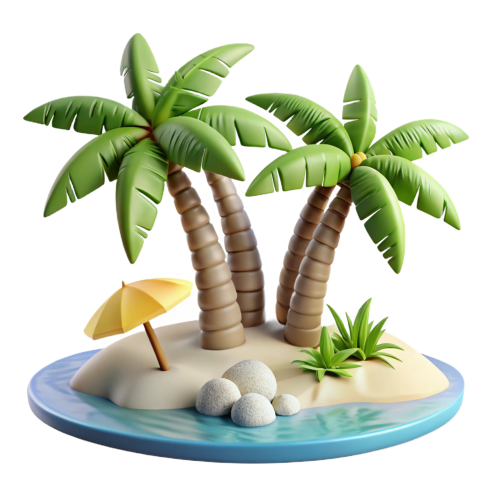 vibrant rustic Tropical Beach Scene with Palm Trees Transparent authentic png