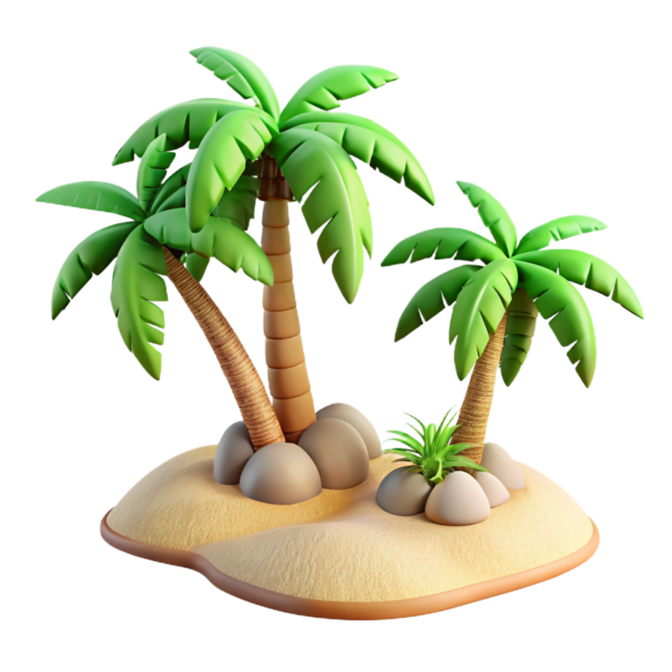 beautiful creative Tropical Beach with Palm Trees Isolated png