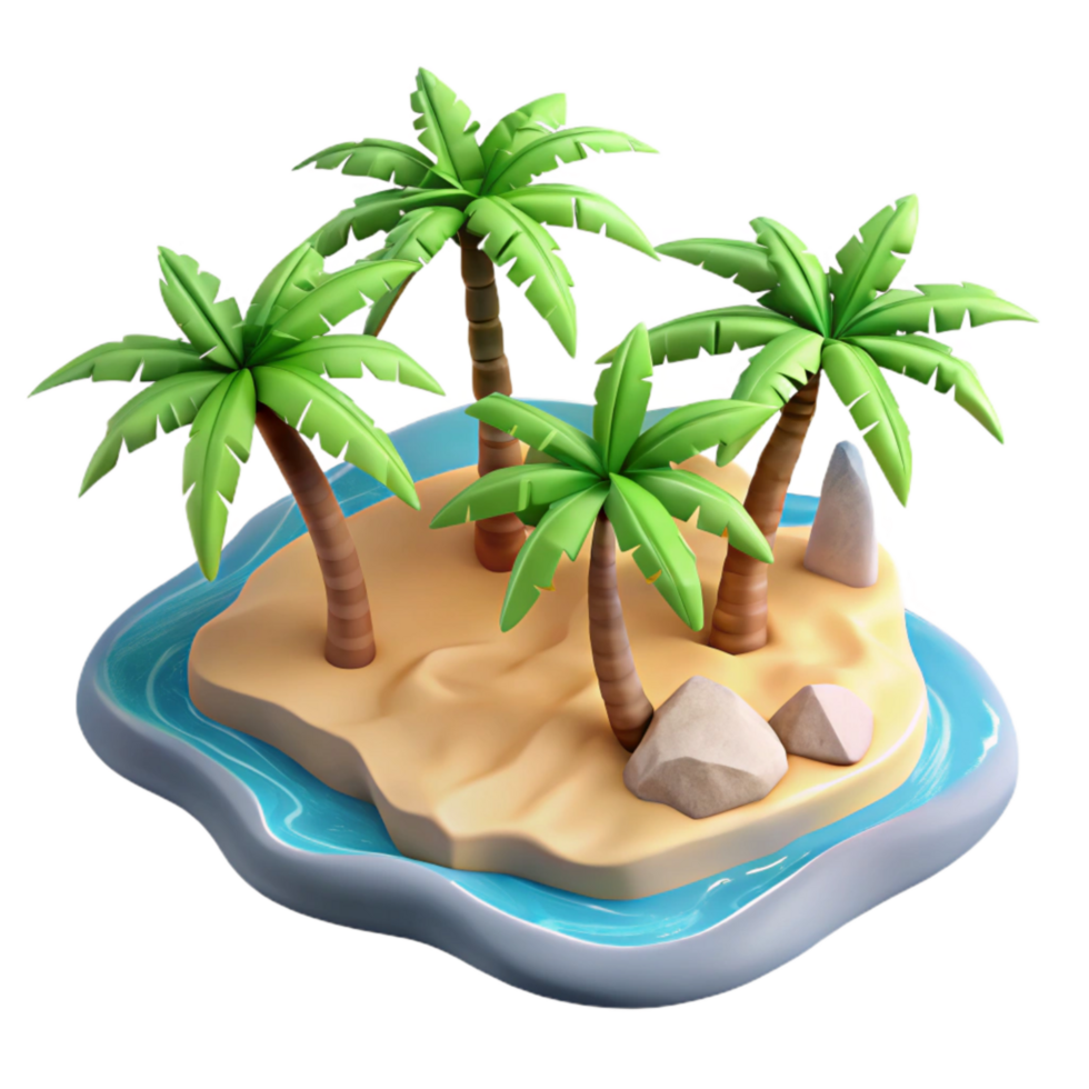 extraordinary abstract Tropical Beach with Palm Trees Isolated genuine png