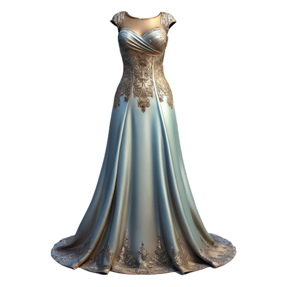 wonderful traditional Elegant Evening Gown with Lace Detail Isolated genuine png