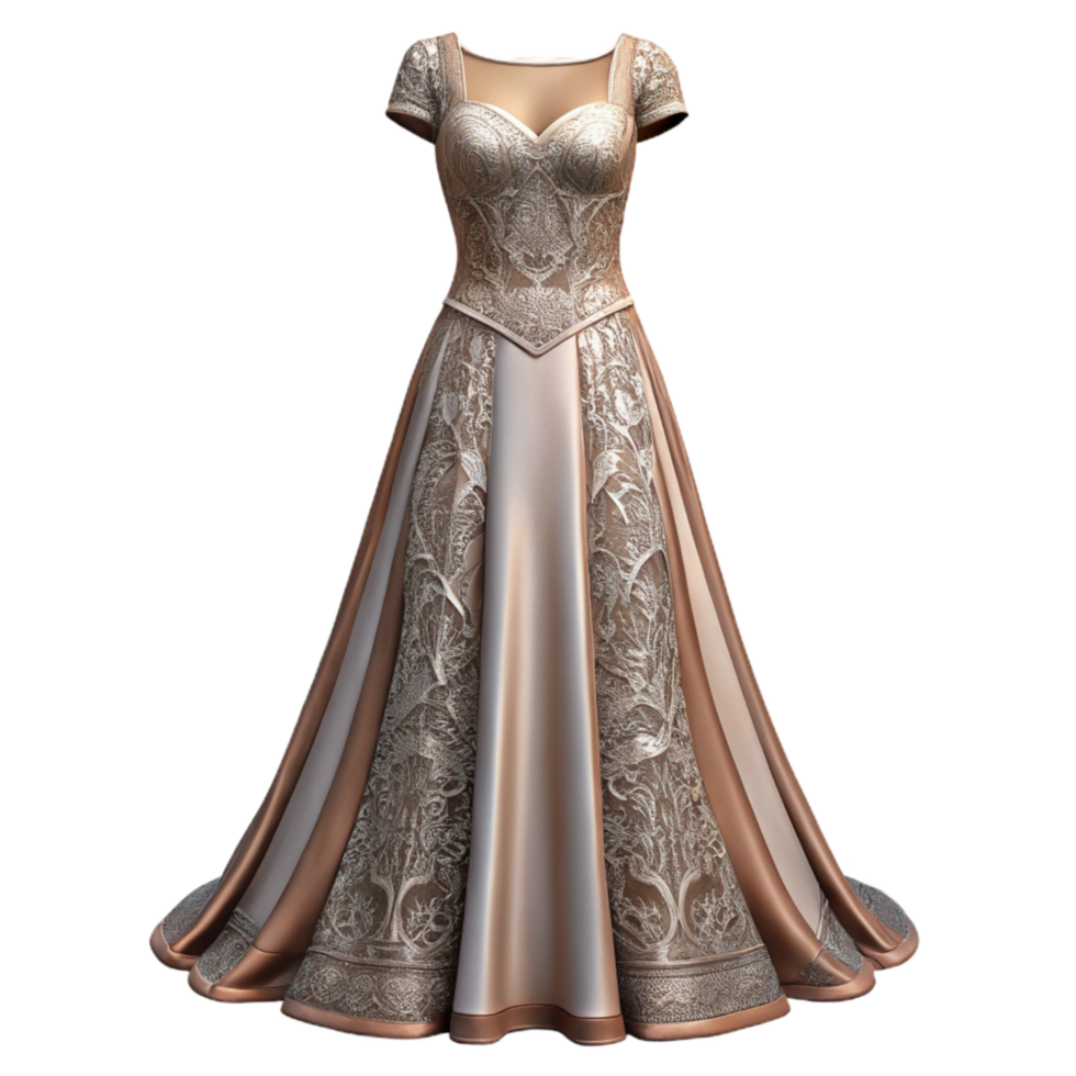 wonderful classic Elegant Evening Gown with Lace Detail Isolated high resolution png