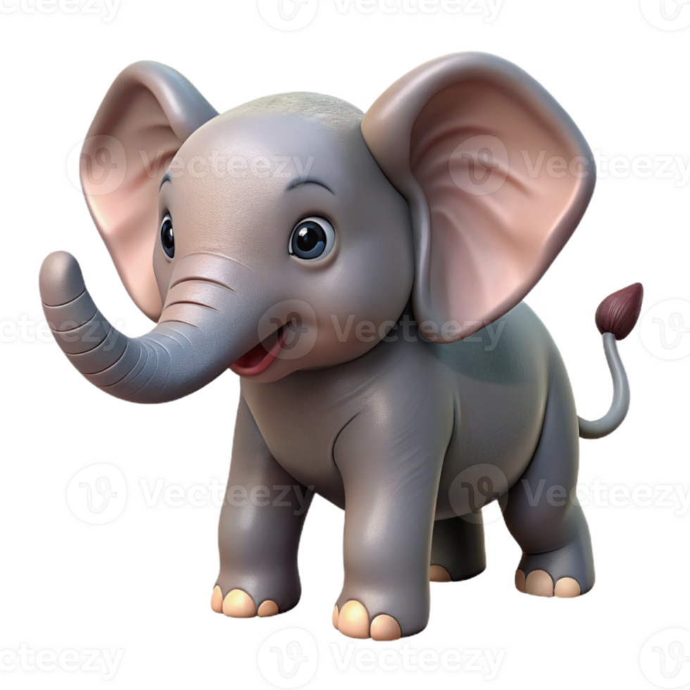 vibrant artistic Elephant Calf Playing with Trunk Isolated Cutout exclusive png